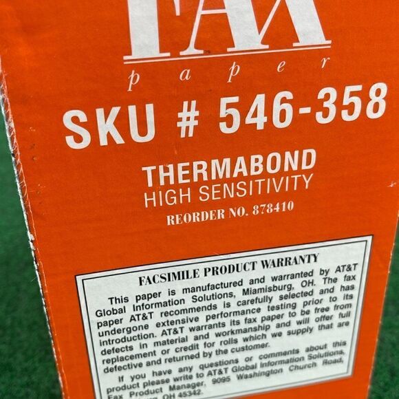 AT&T 546-35 Thermabond High Sensitivity Fax Paper 6 Rolls 60 Feet 1/2 Core - Picture 3 of 3